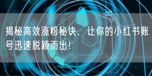揭秘高效涨粉秘诀，让你的小红书账号迅速脱颖而出！
