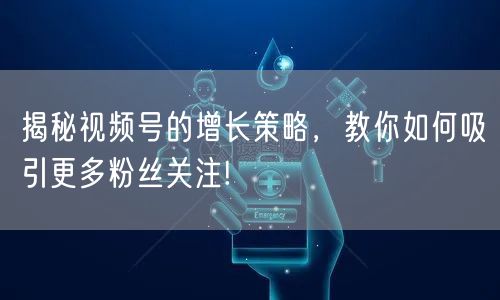 揭秘视频号的增长策略，教你如何吸引更多粉丝关注!